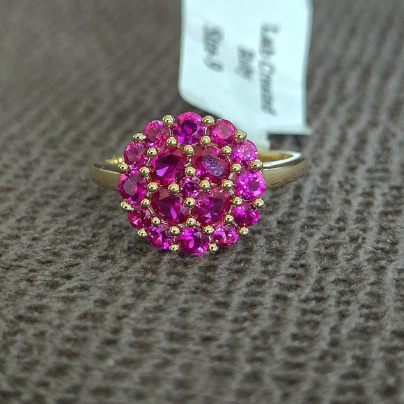 Shivam Lab🧪 Created Pink💕 Ruby Floral🌸 Cluster Ring💍 - NWT - Picture 15 of 16